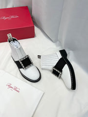 VIV' RANGERS CHELSEA BOOTIES IN WHITE CALFSKIN CRYSTAL BUCKLE