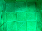 SMALL CASSETTE BUCKET 18 IN WHITE AND GREEN LINING CALFSKIN