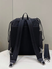 FENDI STRIKE LARGE 46 FF BLACK JACQUARD FABRIC BACKPACK