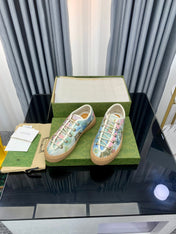 GG UNIQUE SNEAKER THICK-SOLE GRASS MOTIF CANVAS