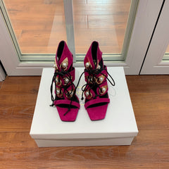 BALMAIN 25S HIGH HEELS 95MM IN FUCHSIA SUEDE WITH PEARL
