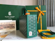 GRAND HÔTEL TRUNK BAG 24 IN GREEN GOYARDINE CANVAS AND CALFSKIN