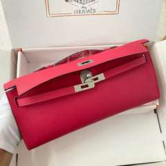 KELLY CUT 31 IN CHERRY RED CALFSKIN WITH SILVER HARDWARE