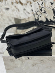 PRA CINI 23 MEDIUM BAG IN BLACK RE-NYLON WITH STRAP