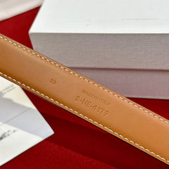TRIOMPHE BELT 25MM REVERSIBLE IN WHITE LOGO-PRINT AND BROWN CALFSKIN WITH GOLD BUCKLE