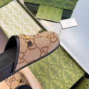 HORSEBIT MULE IN LIGHT BROWN MONOGRAM CANVAS AND BLACK LINING