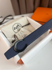 LUCK BELT BUCKLE & REVERSIBLE AEGEAN BLUE AND BLACK LEATHER STRAP 38MM BLACK HARDWARE