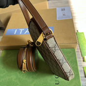MINI BAG 17 IN BROWN CALFSKIN AND BEIGE CANVAS