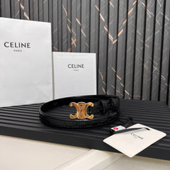 CL TRIOMPHE 25 MM BELT IN BLACK CALFSKIN GOLD HARDWARE