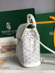 ALPIN MINI BACKPACK 21 IN WHITE LAMBSKIN AND GOYARDINE CANVAS