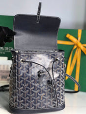 ALPIN MINI BACKPACK 21 IN NAVY BLUE LAMBSKIN AND GOYARDINE CANVAS