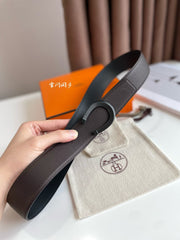 LUCK BELT BUCKLE & REVERSIBLE CHOCOLATE BROWN LEATHER STRAP 38MM BLACK HARDWARE