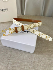 CL logo Cut-out Belt 25mm White Tan Triomphe Canvas Ghw