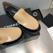 Double C Beige Cream Loafers Sheepskin