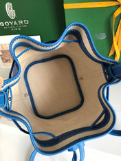 PETIT FLOT BUCKET BAG 22 IN SAPPHIRE BLUE GOYARDINE CANVAS AND LAMBSKIN TRIM