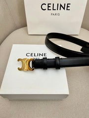 CELINE 25S TRIOMPHE 25MM BELT IN BLACK CALFSKIN GLOD HARDWARE