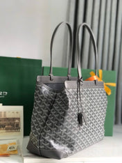 BELLECHASSE BIAUDE PM BAG 36 IN GRAY GOYARDINE CANVAS AND CALFSKIN TRIM