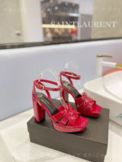 SL TRIBUTE FLATFORM SANDALS GLOSSY RED CALFSKIN
