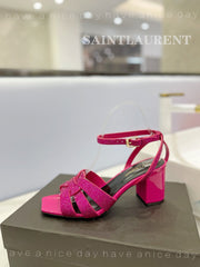 SL TRIBUTE CRYSTAL SANDALS DEEP PINK CALFSKIN