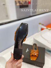 SL TRIBUTE SLIPPERS GLOSSY COPPER CALFSKIN