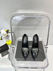 SL OPYUM BASIC HIGH HEEL BLACK CALFSKIN-GOLD HEEL