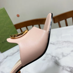 GG HIGH HEELS BLONDIE 75 IN PASTEL PINK LAMBSKIN WITH GOLD HARDWARE