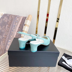 CC SLINGBACK 25S 30 MM IN PASTEL BLUE SUEDE WITH SILVER HARDWARE