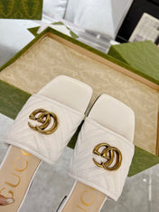 GG EXCLUSIVE SLIDE SANDAL CREAMY WHITE CALFSKIN