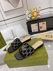 GG EXCLUSIVE SLIDE SANDAL BLACK FABRIC