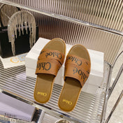 CHLOÉ WOODY SLIPPER IN CIDER BROWN CANVAS