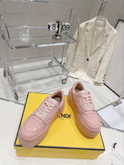 FENDI LOW-TOP TRAINER IN LIGHT PINK CALFSKIN