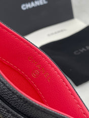 CC CARD HOLDER 19.5 BLACK GRAINED CALFSKIN GOLD ICON