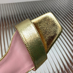 BALMAIN 25S B STRAP HIGH HEEL SANDALS 95MM IN GOLD CALFSKIN