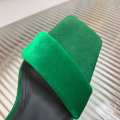 BALMAIN 25S MONETA HEELED SANDALS 95MM IN DARK GREEN VELVET