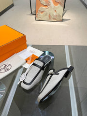 GROUPIE MULE BLACK MIX SILVER LAMBSKIN