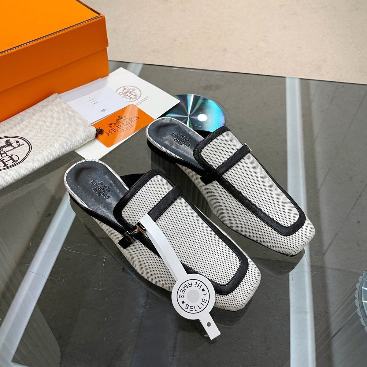 GROUPIE MULE BLACK MIX SILVER LAMBSKIN