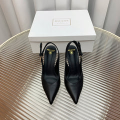 BALMAIN 25S SLINGBACK SHOES 95MM IN BLACK FULL CALFSKIN