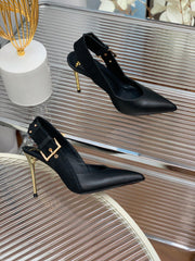 BALMAIN 25S SLINGBACK SHOES 95MM IN BLACK FULL CALFSKIN