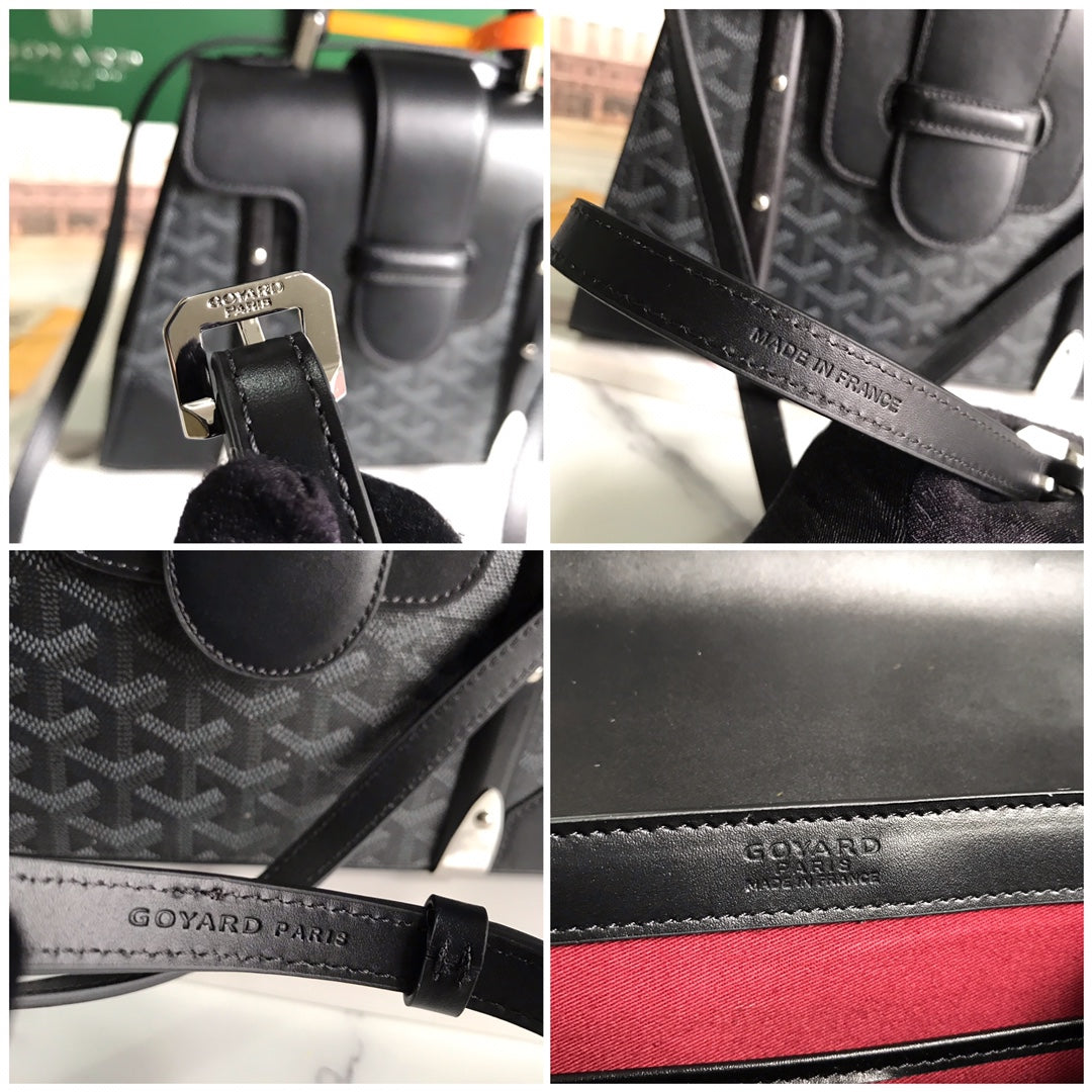 SAÏGON PM BAG 28 IN BLACK GOYARDINE CANVAS AND CALFSKIN