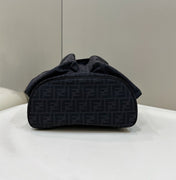 FENDI STRIKE 41 MEDIUM FF BLACK JACQUARD FABRIC BACKPACK
