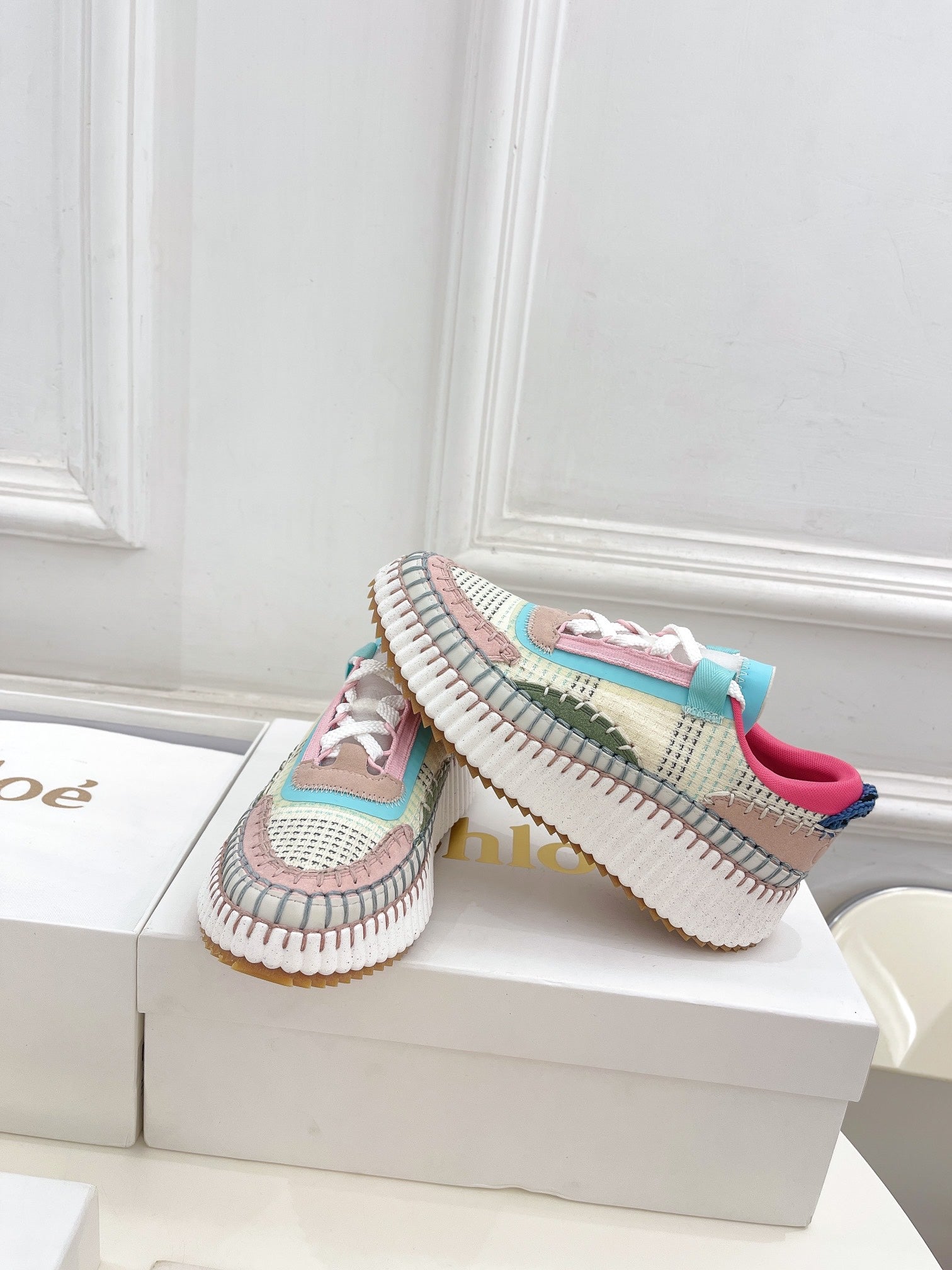 CHLOÉ NAMA SNEAKER IN COLORFUL SPECIAL FABRIC