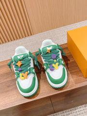 LV Trainer Maxi Sneaker White Mix Green Calfskin