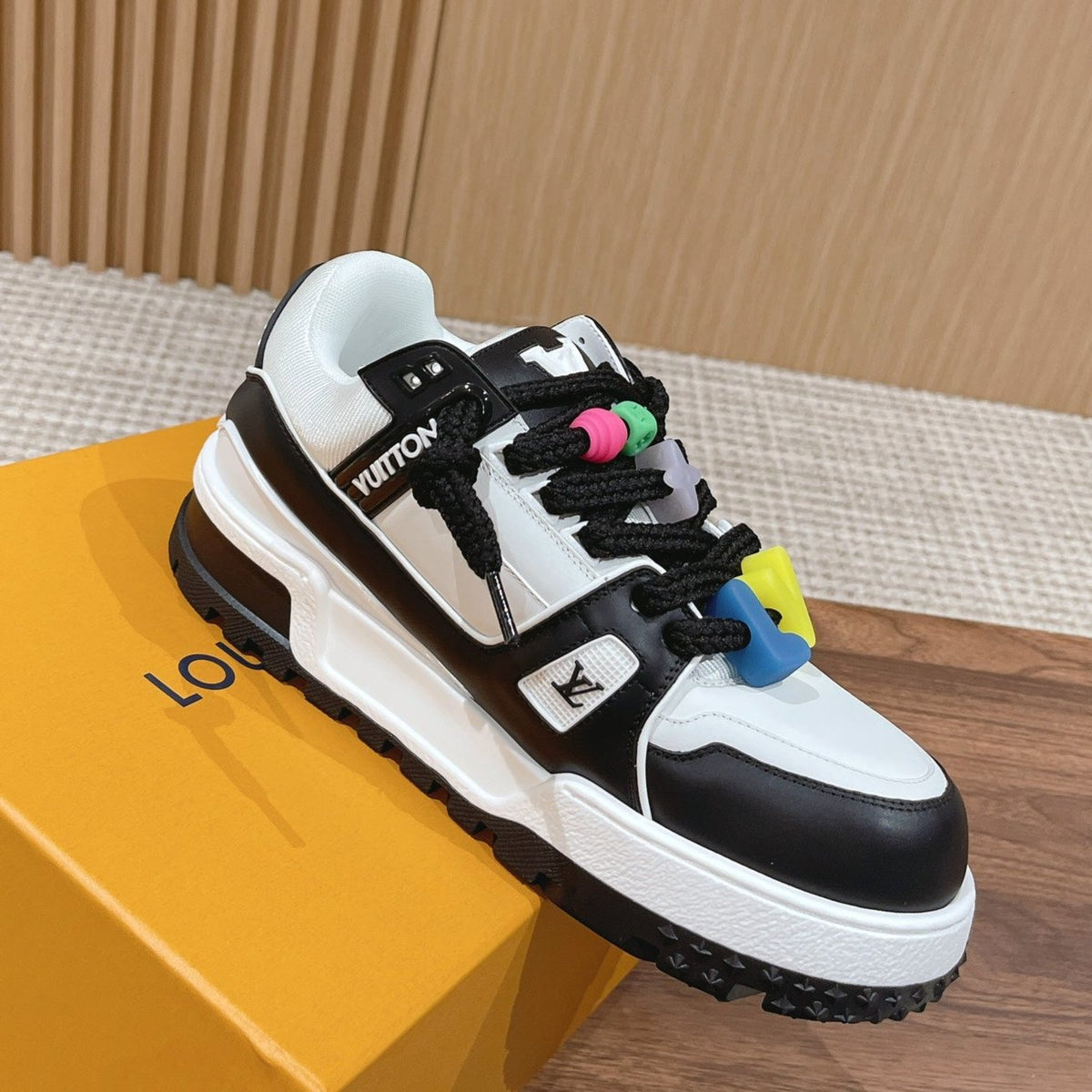 LV Trainer Maxi Sneaker White Mix Black Calfskin