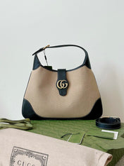 LARGE APHRODITE 47 BAG BEIGE CANVAS AND BLACK CALFSKIN
