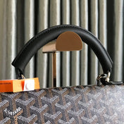 SAINT LÉGER BACKPACK 35 IN BROWN MIX BALCK GOYARDINE CANVAS AND CALFSKIN WITH CARTOON PATCH