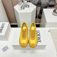 FLOW RUNNER SNEAKER IN SUN YELLOW SUEDE AND SHEEPSKIN