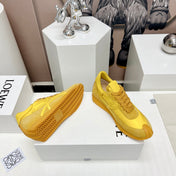 FLOW RUNNER SNEAKER IN SUN YELLOW SUEDE AND SHEEPSKIN