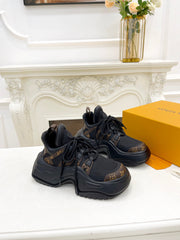 LV ARCHLIGHT 2.0 PLATFORM SNEAKER IN BLACK MIX CHOCOLATE BROWN MIX OF MATERIALS