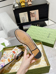 HORSEBIT LOAFER WITH CUTE ANIMAL PRINT IN WHITE CALFSKIN