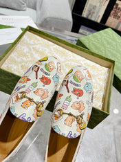 HORSEBIT LOAFER WITH CUTE ANIMAL PRINT IN WHITE CALFSKIN